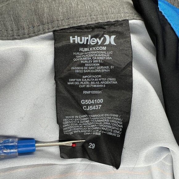 Hurley Boardshorts Men's 29 Blue Summer Beach Pool Surf Performance Swim Trunks - Picture 11 of 13